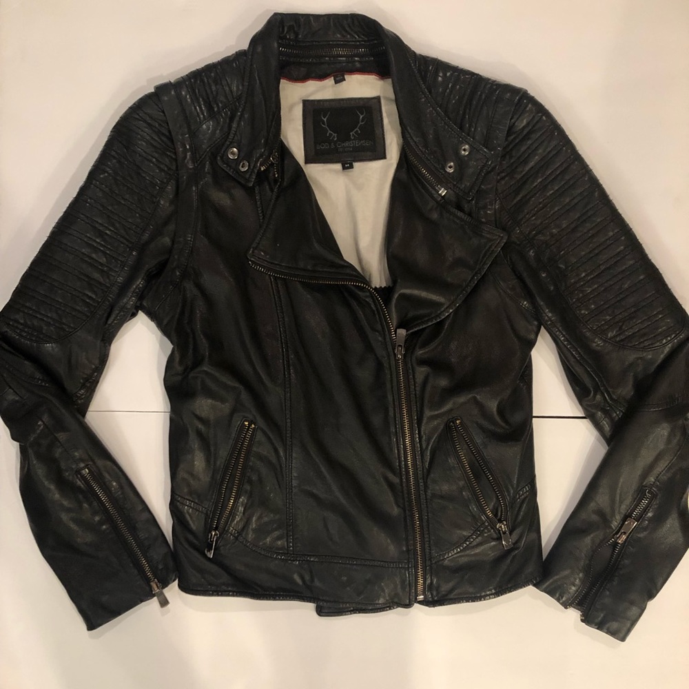 Genuine Leather Jacket with Zipper Detail